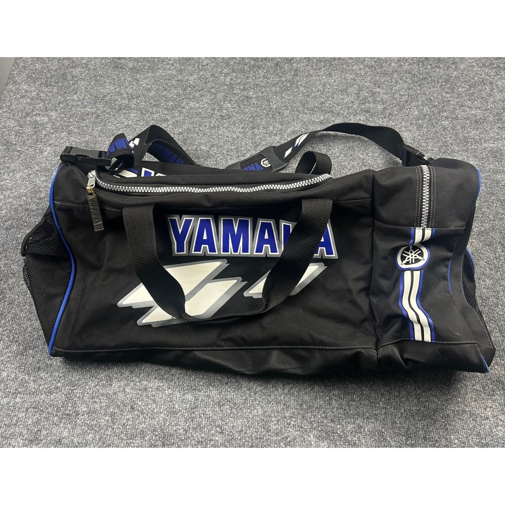 Yamaha Racing Duffel Bag Black Blue White Canvas Gear Bag 28 Inch